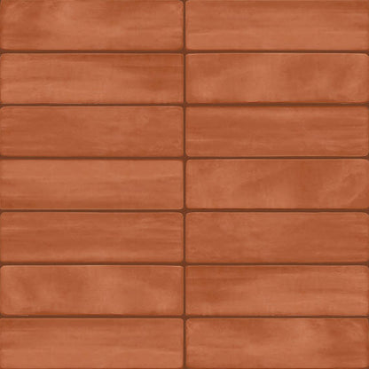 3x12 Artcrafted  Handcrafted Solid-Color Glossy Smooth Ceramic Tile Terracotta Red