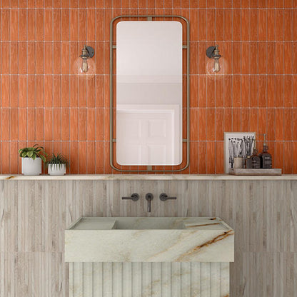 3x12 Artcrafted  Handcrafted Solid-Color Glossy Smooth Ceramic Tile Terracotta Red