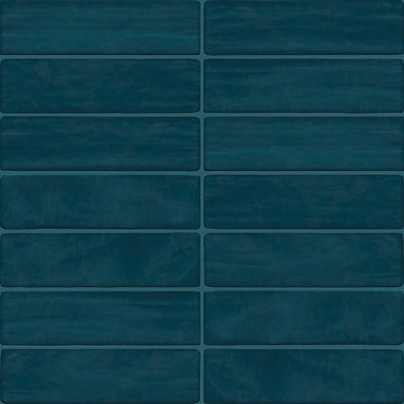 3x12 Artcrafted  Handcrafted Solid-Color Glossy Smooth Ceramic Tile Ocean Blue