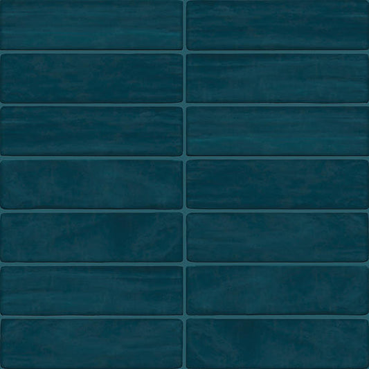3x12 Artcrafted  Handcrafted Solid-Color Glossy Smooth Ceramic Tile Ocean Blue