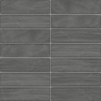 3x12 Artcrafted  Handcrafted Solid-Color Glossy Smooth Ceramic Tile Slate Gray
