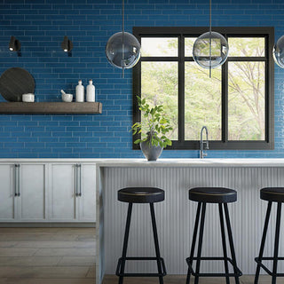 Deep Blue - 3x12 Stagecraft Natural Solid-Color Glossy Undulated Ceramic Tile