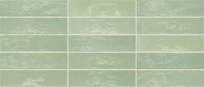3x12 Zellige Neo  Handcrafted Mixed-Color Glossy Smooth Ceramic Tile Blue Green Mix