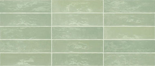3x12 Zellige Neo  Handcrafted Mixed-Color Glossy Smooth Ceramic Tile Blue Green Mix