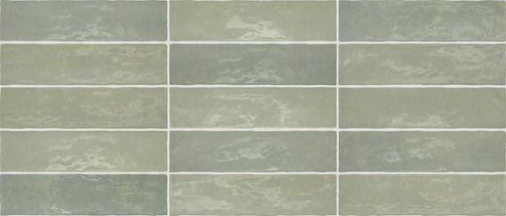 3x12 Zellige Neo  Handcrafted Mixed-Color Glossy Smooth Ceramic Tile Soft Green