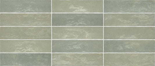 3x12 Zellige Neo  Handcrafted Mixed-Color Glossy Smooth Ceramic Tile Soft Green