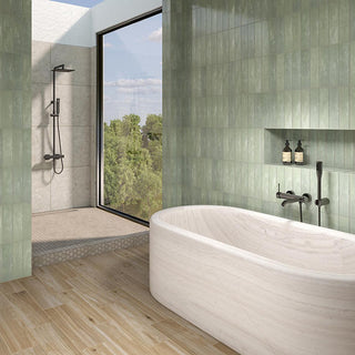Soft Green - 3x12 Zellige Neo Handcrafted Mixed-Color Glossy Smooth Ceramic Tile