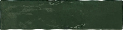 3x12 Zellige Neo  Handcrafted Mixed-Color Glossy Smooth Ceramic Tile Dark Green