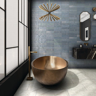 Sky Blue - 3x12 Zellige Neo Handcrafted Mixed-Color Glossy Smooth Ceramic Tile