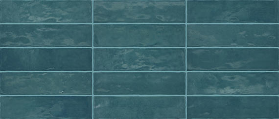 3x12 Zellige Neo  Handcrafted Mixed-Color Glossy Smooth Ceramic Tile Blue Green