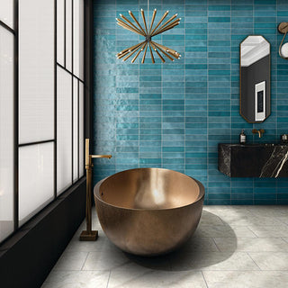 Blue Green - 3x12 Zellige Neo Handcrafted Mixed-Color Glossy Smooth Ceramic Tile