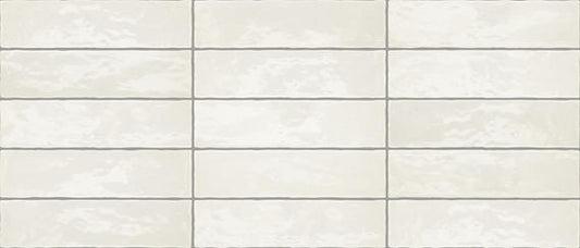 3x12 Zellige Neo  Handcrafted Mixed-Color Glossy Smooth Ceramic Tile Ivory White