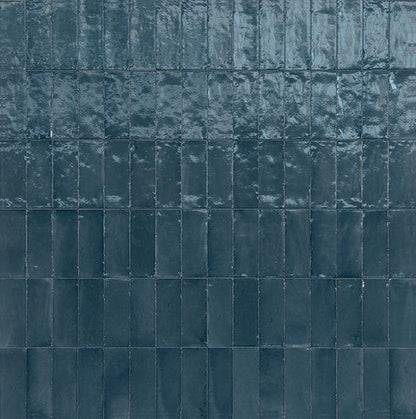 3x8 Rice  Natural Natural-Look Glossy Smooth Porcelain Tile Slate Blue
