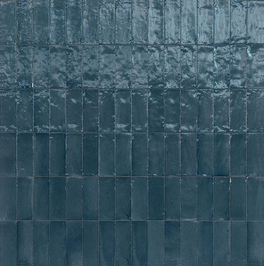 3x8 Rice  Natural Natural-Look Glossy Smooth Porcelain Tile Slate Blue