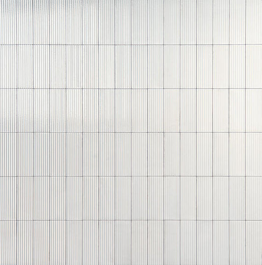 3x8 Rice  Natural Solid-Color Glossy 3D-Geometric Ribbed Porcelain Tile Dusty White