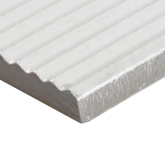3x8 Rice  Natural Solid-Color Glossy 3D-Geometric Ribbed Porcelain Tile Dusty White