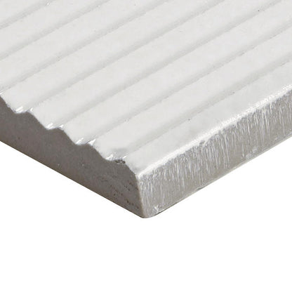 3x8 Rice  Natural Solid-Color Glossy 3D-Geometric Ribbed Porcelain Tile Dusty White