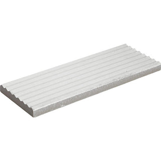 Dusty White - 3x8 Rice Natural Solid-Color Glossy 3D-Geometric Ribbed Porcelain Tile