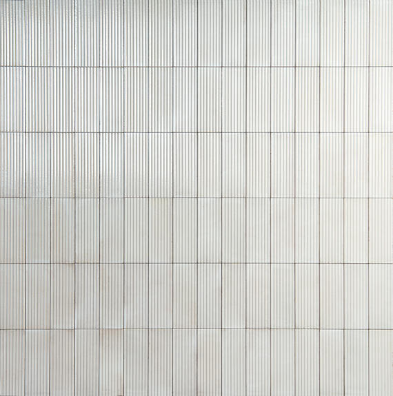 3x8 Rice  Natural Solid-Color Glossy 3D-Geometric Ribbed Porcelain Tile Concrete Gray