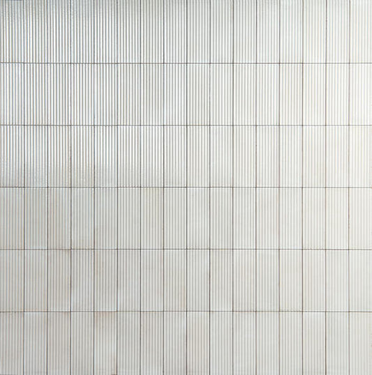 3x8 Rice  Natural Solid-Color Glossy 3D-Geometric Ribbed Porcelain Tile Concrete Gray