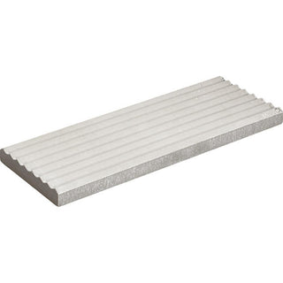 Concrete Gray - 3x8 Rice Natural Solid-Color Glossy 3D-Geometric Ribbed Porcelain Tile