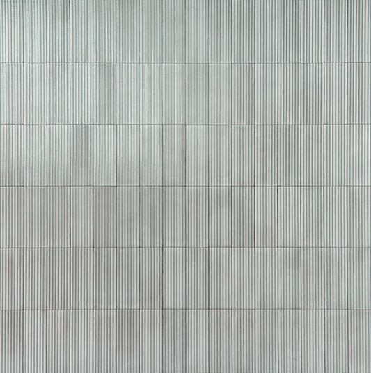 3x8 Rice  Natural Solid-Color Glossy 3D-Geometric Ribbed Porcelain Tile Soft Gray