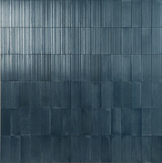 3x8 Rice  Natural Solid-Color Glossy 3D-Geometric Ribbed Porcelain Tile Slate Blue