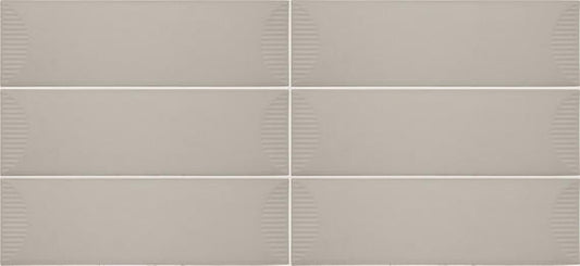 4x12 Stencil Wave-Line  Natural Solid-Color Matte Smooth Porcelain Tile Soft Beige