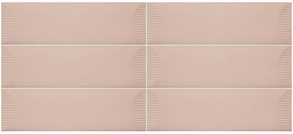 4x12 Stencil Wave-Line  Natural Solid-Color Matte Smooth Porcelain Tile Blush Pink