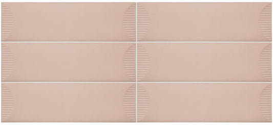 4x12 Stencil Wave-Line  Natural Solid-Color Matte Smooth Porcelain Tile Blush Pink