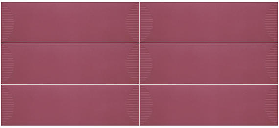 4x12 Stencil Wave-Line  Natural Solid-Color Matte Smooth Porcelain Tile Berry Red