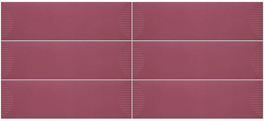 4x12 Stencil Wave-Line  Natural Solid-Color Matte Smooth Porcelain Tile Berry Red
