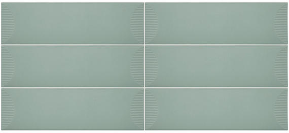 4x12 Stencil Wave-Line  Natural Solid-Color Matte Smooth Porcelain Tile Mint Green