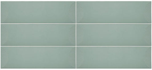4x12 Stencil Wave-Line  Natural Solid-Color Matte Smooth Porcelain Tile Mint Green