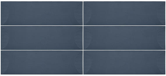 4x12 Stencil Wave-Line  Natural Solid-Color Matte Smooth Porcelain Tile Deep Indigo