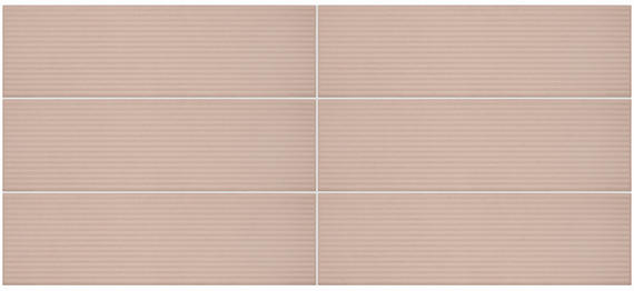 4x12 Stencil Linear Wave-Line Natural Solid-Color Matte Smooth Porcelain Tile Blush Pink