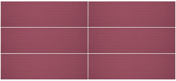 4x12 Stencil Linear Wave-Line Natural Solid-Color Matte Smooth Porcelain Tile Berry Red