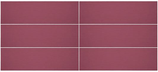 4x12 Stencil Linear Wave-Line Natural Solid-Color Matte Smooth Porcelain Tile Berry Red