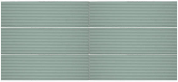 4x12 Stencil Linear Wave-Line Natural Solid-Color Matte Smooth Porcelain Tile Mint Green