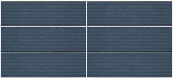 4x12 Stencil Linear Wave-Line Natural Solid-Color Matte Smooth Porcelain Tile Deep Indigo