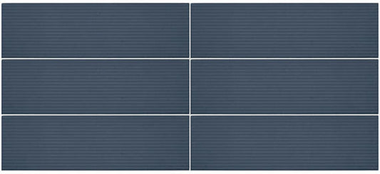 4x12 Stencil Linear Wave-Line Natural Solid-Color Matte Smooth Porcelain Tile Deep Indigo