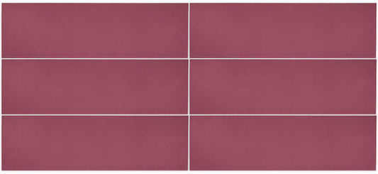 4x12 Stencil  Natural Solid-Color Matte Smooth Porcelain Tile Berry Red