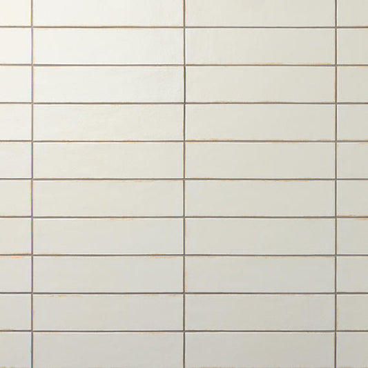 31/2x15 Terramater  Natural Solid-Color Glossy Smooth Porcelain Tile Off White