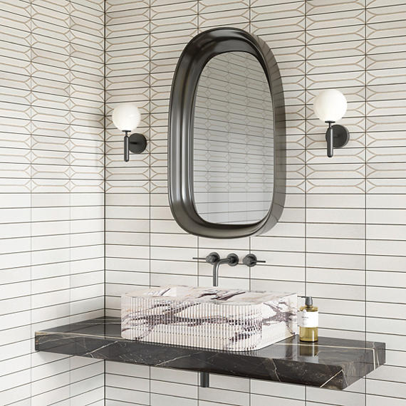 31/2x15 Terramater  Natural Solid-Color Glossy Smooth Porcelain Tile Off White