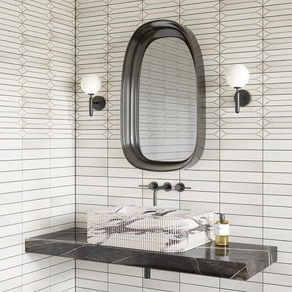 31/2x15 Terramater  Natural Solid-Color Glossy Smooth Porcelain Tile Off White
