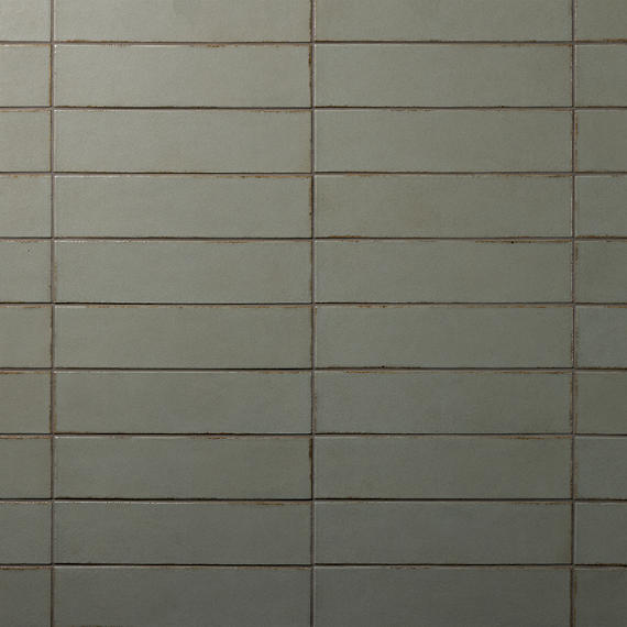 31/2x15 Terramater  Natural Solid-Color Glossy Smooth Porcelain Tile Gray Green