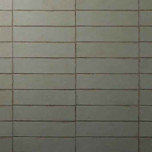 31/2x15 Terramater  Natural Solid-Color Glossy Smooth Porcelain Tile Gray Green