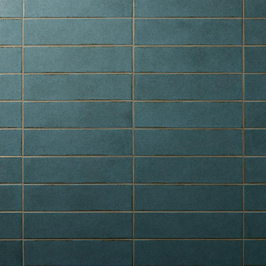 31/2x15 Terramater  Natural Solid-Color Glossy Smooth Porcelain Tile Blue Green