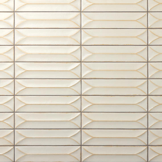 31/2x15 Terramater Fluted  Mosaic Solid-Color Glossy Wavy Porcelain Tile Off White