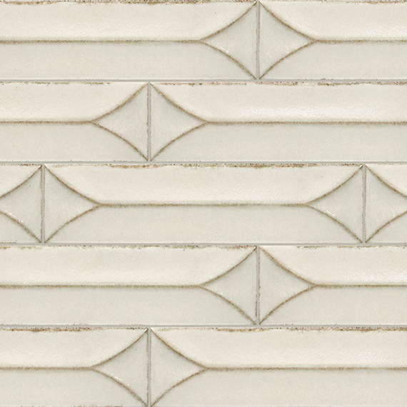 31/2x15 Terramater Fluted  Mosaic Solid-Color Glossy Wavy Porcelain Tile Off White